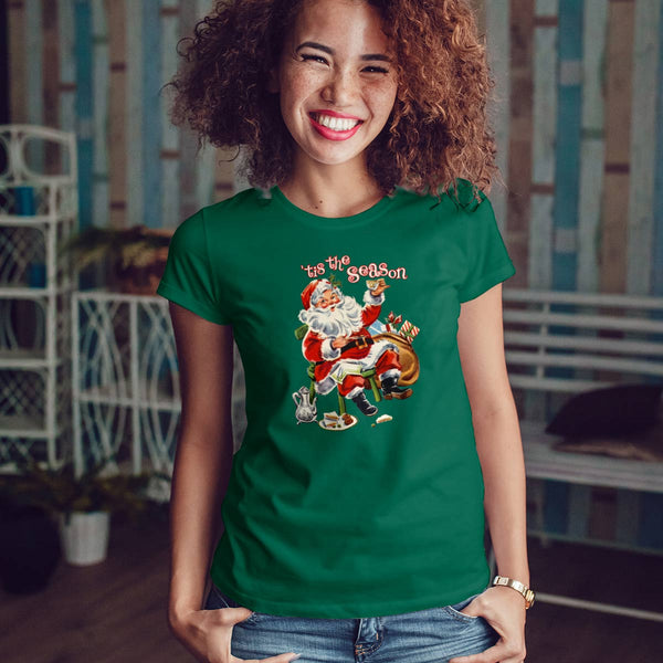 Santa Tis The Season T-Shirt, 100% Cotton, S-XXL, Adult Unisex Tshirt