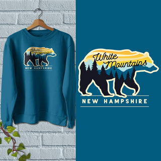 White Mountains New Hampshire Bear Sweatshirt Adult Unisex S-XXL