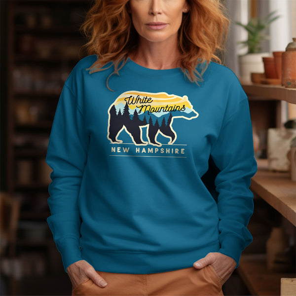 White Mountains New Hampshire Bear Sweatshirt Adult Unisex S-XXL