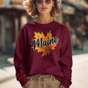 Maine Autumn Leaf Sweatshirt Sweatshirt Adult Unisex S-XXL