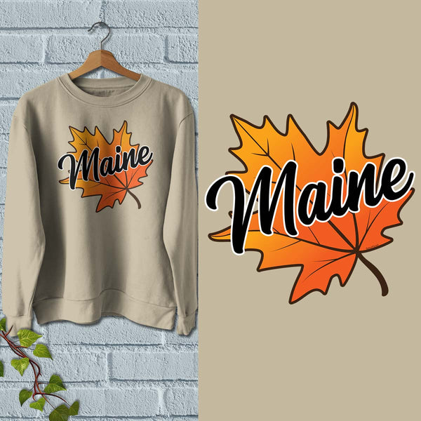 Maine Autumn Leaf Sweatshirt Sweatshirt Adult Unisex S-XXL