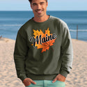 Maine Autumn Leaf Sweatshirt Sweatshirt Adult Unisex S-XXL