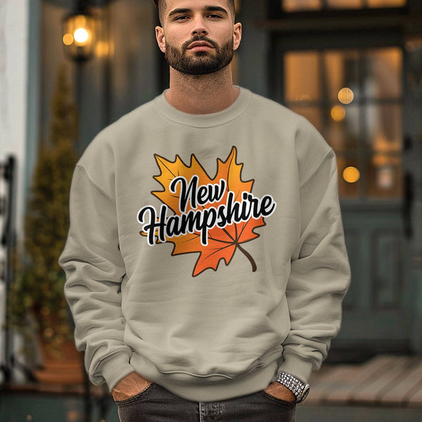 New Hampshire Autumn Leaf Sweatshirt Sweatshirt Adult Unisex S-XXL