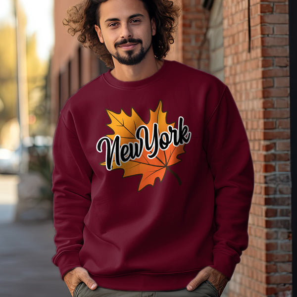 New York Autumn Leaf Sweatshirt Sweatshirt Adult Unisex S-XXL