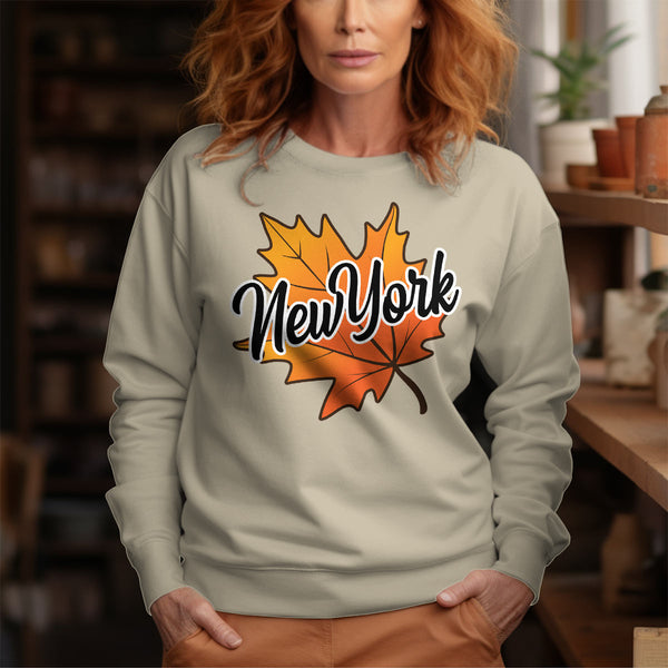 New York Autumn Leaf Sweatshirt Sweatshirt Adult Unisex S-XXL