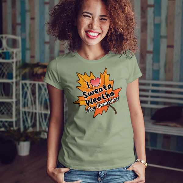 New Hampshire I Love Sweata Weatha Autumn Leaf T-Shirt Adult Unisex, 100% Cotton, S-XXL