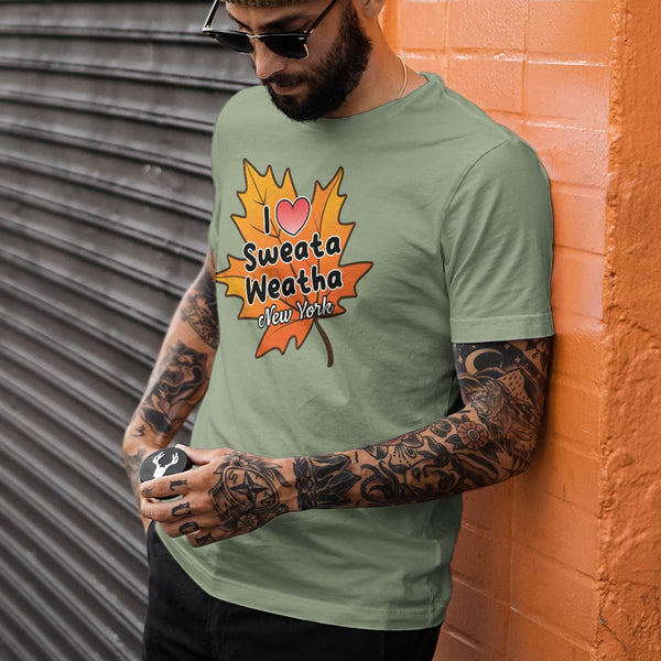 New York I Love Sweata Weatha Autumn Leaf T-Shirt Adult Unisex, 100% Cotton, S-XXL