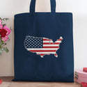 USA Patriotic Flag Large Cotton Canvas Tote Bag Grocery Totes