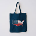 USA Patriotic Flag Large Cotton Canvas Tote Bag Grocery Totes