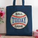 Ball Game Today Large Cotton Canvas Tote Bag Grocery Totes