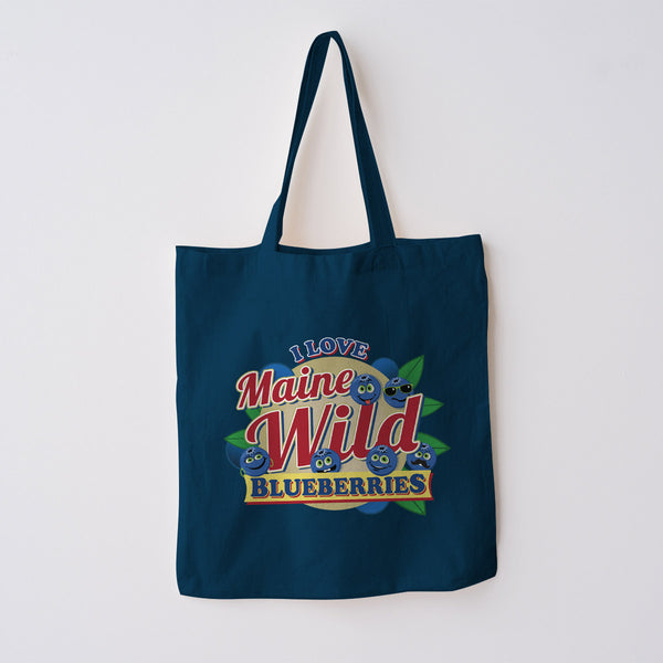 Maine Wild Blueberries Large Canvas Tote Grocery Totes