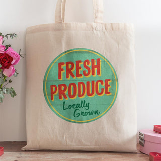 Fresh Produce Locally Grown Tote Bag Large Canvas Tote Grocery Totes