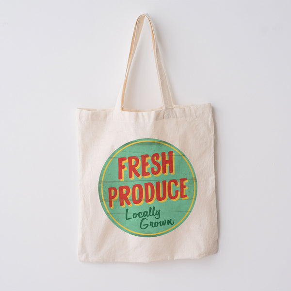 Fresh Produce Locally Grown Tote Bag Large Canvas Tote Grocery Totes