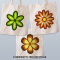 Mod Flowers Large Tote Canvas Grocery Totes - 3 To Choose From