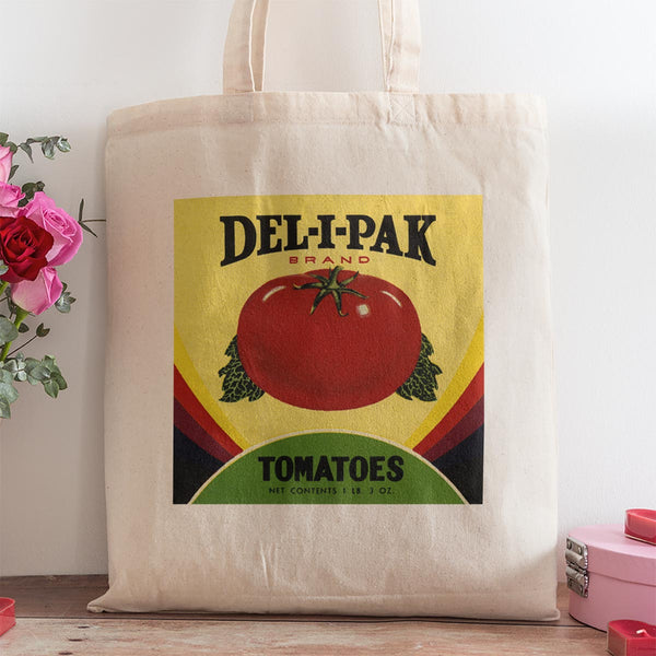 Tomato Label Art Large Canvas Tote Grocery Totes - 4 To Choose From