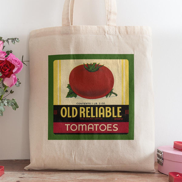 Tomato Label Art Large Canvas Tote Grocery Totes - 4 To Choose From