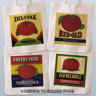 Tomato Label Art Large Canvas Tote Grocery Totes - 4 To Choose From