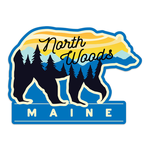 Maine North Woods Bear Die Cut Vinyl Sticker