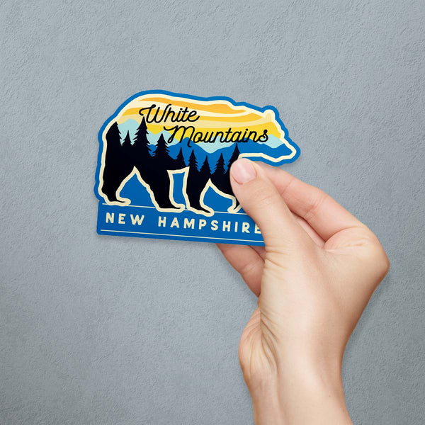 White Mountains New Hampshire Bear Die Cut Vinyl Sticker