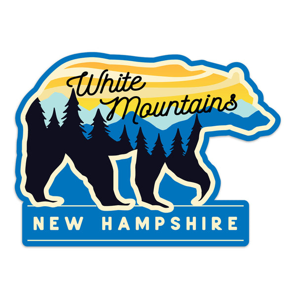 White Mountains New Hampshire Bear Die Cut Vinyl Sticker