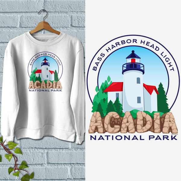 Maine Bass Harbor Head Lighthouse Sweatshirt Adult Unisex S-XXL