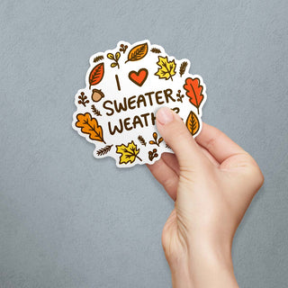 I Love Sweater Weather New England Die Cut Vinyl Sticker