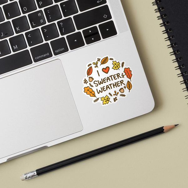 I Love Sweater Weather New England Mini Vinyl Sticker