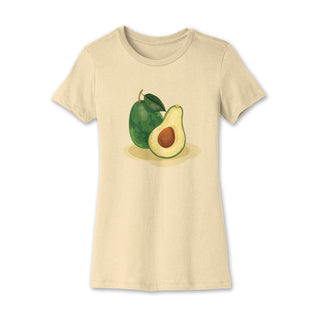 Women's Avocado Slim Fit T-shirt S-2X Fruit Veggie Design