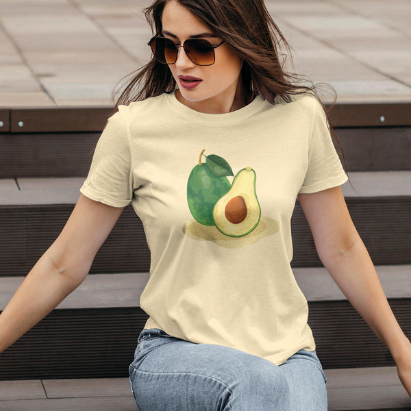 Women's Avocado Slim Fit T-shirt S-2X Fruit Veggie Design