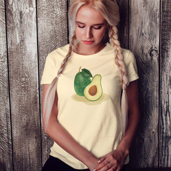 Women's Avocado Slim Fit T-shirt S-2X Fruit Veggie Design