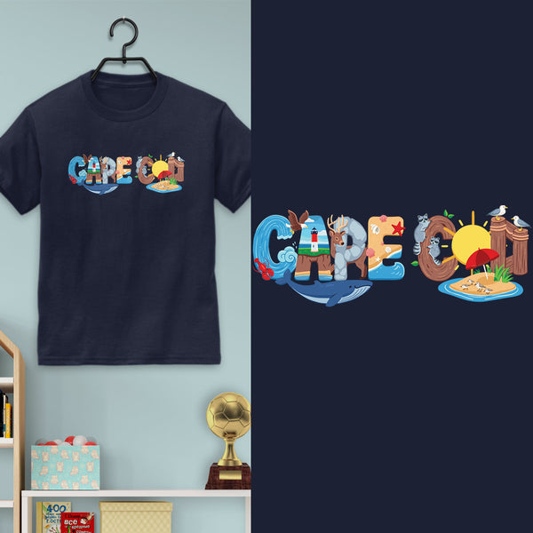 Cape Cod Whimsical Animals T-Shirt, 100% Cotton, Youth Unisex XS-XL Tshirts Souvenir T-Shirts