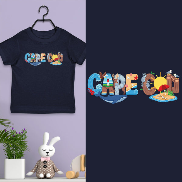 Cape Cod Whimsical Animals, Unisex Toddler 2T-5/6, Exclusive Retroplanet Design, Kids Tshirts