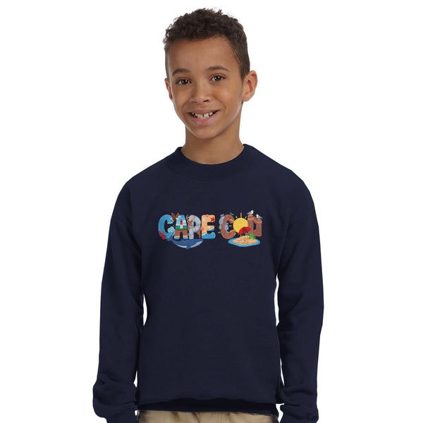 Cape Cod Whimsical Animals Sweatshirt, Youth Unisex XS-XL, Souvenir Sweatshirts