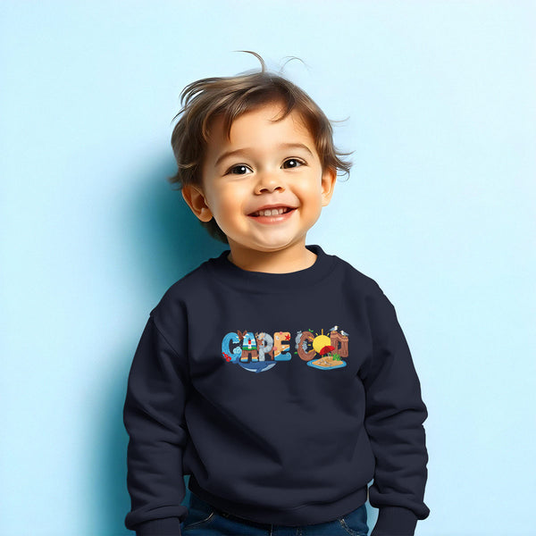 Cape Cod Whimsical Animals Sweatshirt, Toddler Unisex 2T-5/6, Souvenir Sweatshirts