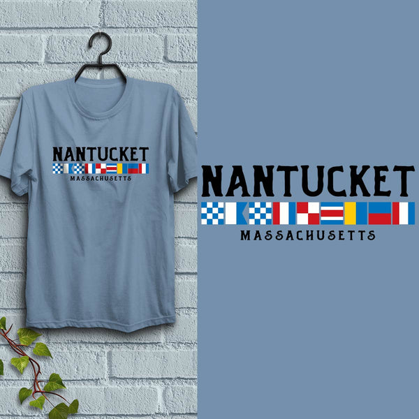 Nautical Flags Nantucket Massachusetts T-Shirt Adult Unisex S-2X, MA Tshirt