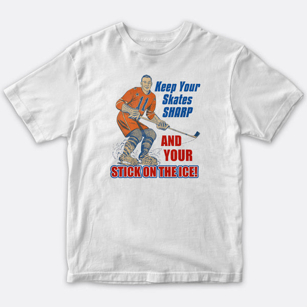 Keep Your Skates Sharp Hockey Youth T-Shirt Unisex XS-XL