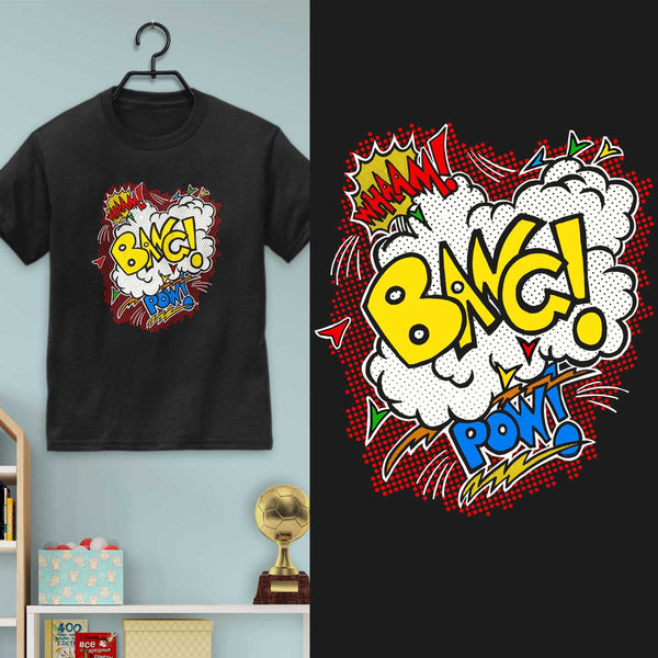 Wham Bang Pow Superhero Youth T-Shirt Unisex XS-XL