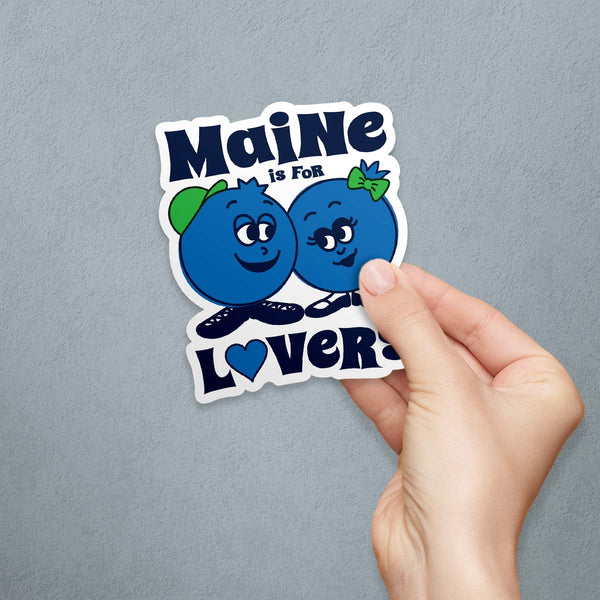 Maine is for Lovers Retro Blueberries Die Cut Vinyl Sticker