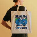 Maine is for Lovers Retro Blueberries Large Canvas Tote Bag Grocery Totes