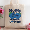 Maine is for Lovers Retro Blueberries Large Canvas Tote Bag Grocery Totes