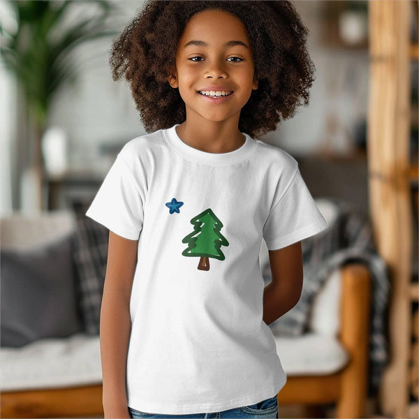 T-Shirt: Maine State Star & Tree Doodle T-Shirt, 100% Cotton, Youth Unisex XS-XL, Travel Souvenir Tshirts