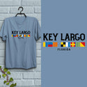 T-Shirt; Key Largo Florida Nautical Flags, Adult Unisex 100% Cotton S-XXL, Coastal FL Tshirt, For Everyday, Souvenirs & Gift Giving