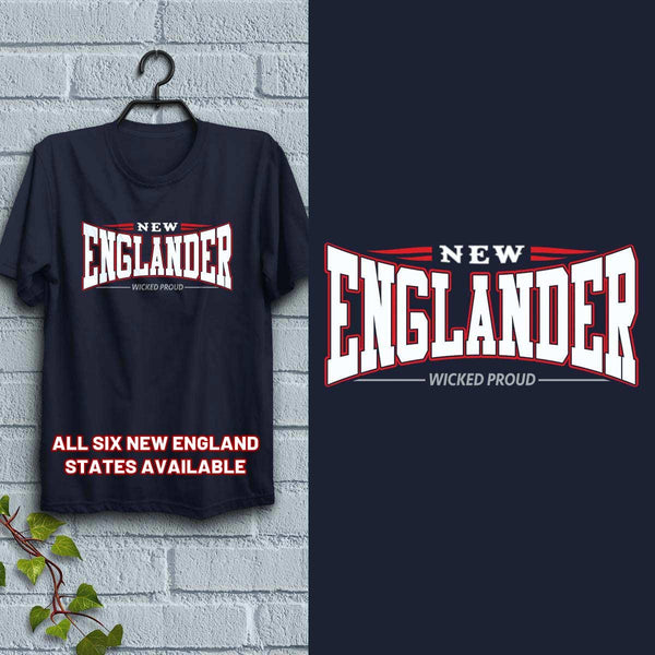 T-Shirt: New Englander T-shirt, 100% Cotton, S-XXL, Adult Unisex Tshirts, Choose New England State, Exclusive Retroplanet Design