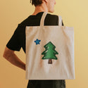 Tote Bag; Maine State Star & Tree Doodle Design,  Canvas Grocery Totes, Large Tote Bag, Everyday Totes, Market Bags, Reusable Grocery Bag