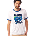 Maine Is For Lovers Blue Ringer T-Shirt, Adult Unisex 50/50, S-XXL, Great Gifts for Maine & Blueberry Lovers