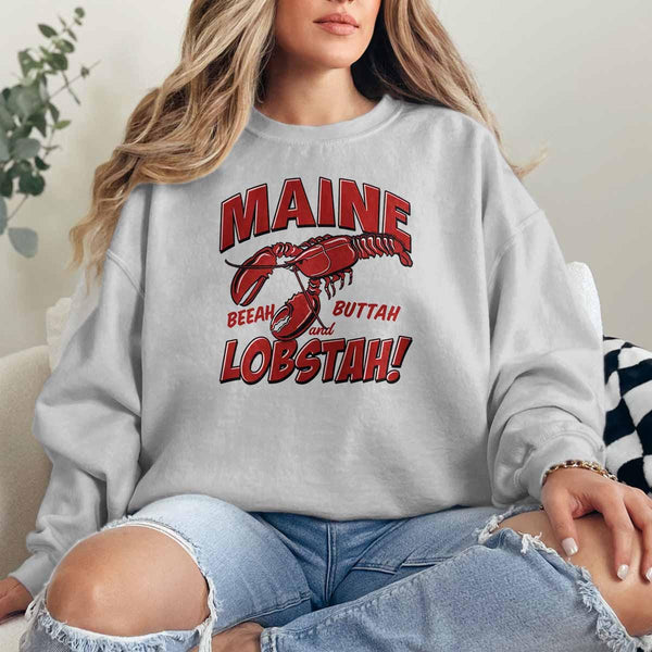 Maine Lobsta Beeah Buttah Adult Sweatshirt Unisex S-2X, Maine Apparel