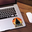 Maine Tree Star Circle Burst Die Cut Vinyl Sticker For Car, Cooler, Window, Computers, Gifts for Maine Lovers