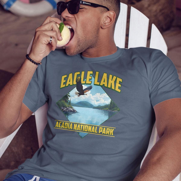 T-Shirt: Eagle Lake Acadia NP Maine, 100% Cotton, S-XXL, Adult Unisex Tshirts, Exclusive Retroplanet Design, ME tshirts