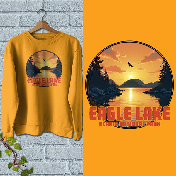 Sweatshirt; Eagle Lake, Carriage Road, Acadia National Park Adult Sweatshirt Unisex S-2X, Maine Apparel