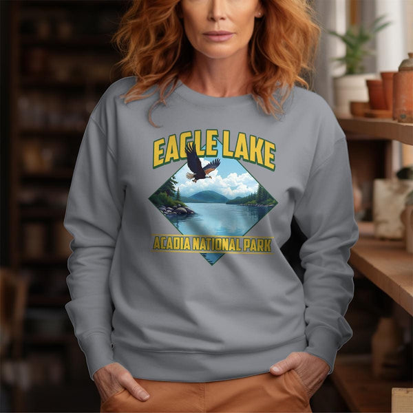 Sweatshirt; Eagle Lake Acadia National Park Adult Sweatshirt Unisex S-2X, Maine Apparel